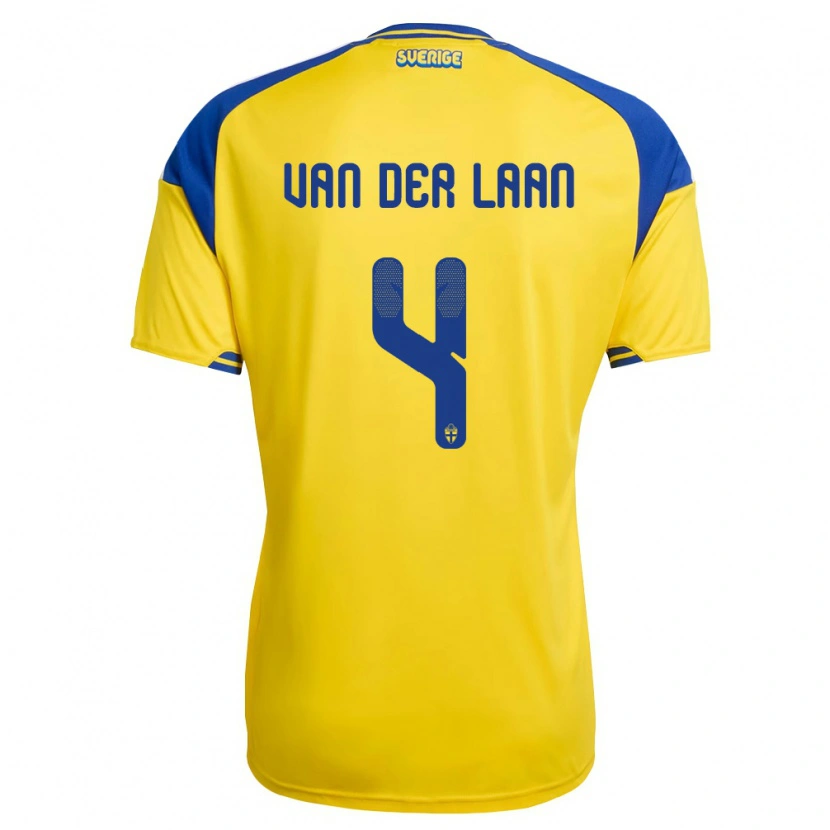 Danxen Kid Sweden Elvis Van Der Laan #4 Yellow Blue White Home Jersey 26-28 T-Shirt