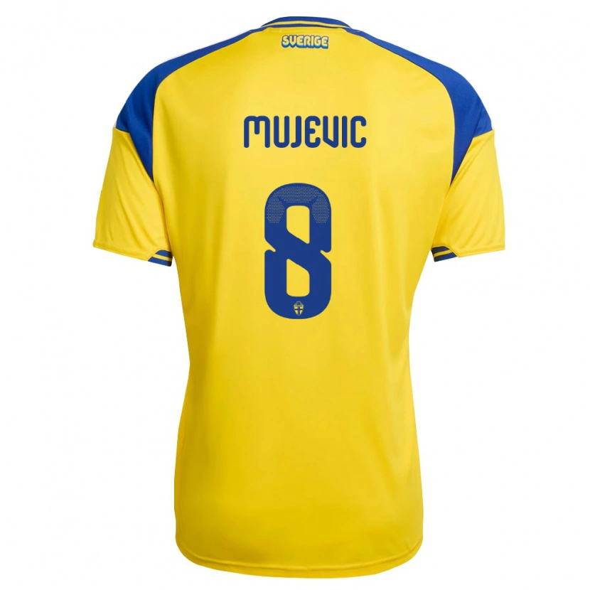 Danxen Kid Sweden Samin Mujevic #8 Yellow Blue White Home Jersey 26-28 T-Shirt