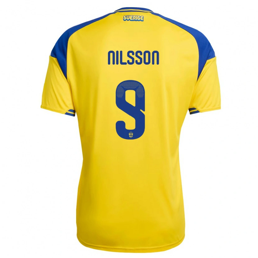 Danxen Kid Sweden Gustaf Nilsson #9 Yellow Blue White Home Jersey 26-28 T-Shirt