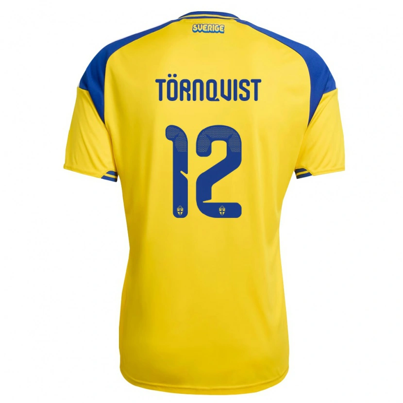 Danxen Kid Sweden Noel Törnqvist #12 Yellow Blue White Home Jersey 26-28 T-Shirt