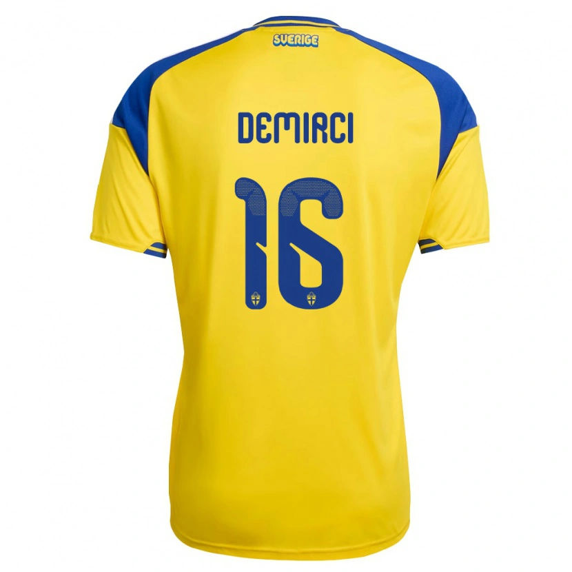 Danxen Kid Sweden Rayan Demirci #16 Yellow Blue White Home Jersey 26-28 T-Shirt