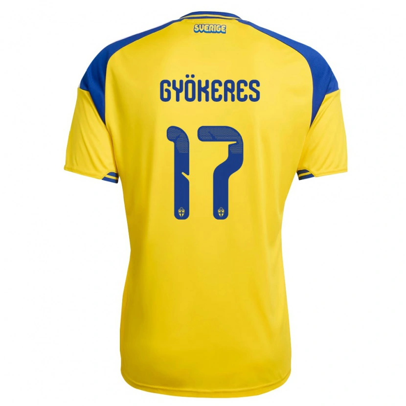 Danxen Kid Sweden Viktor Gyökeres #17 Yellow Blue White Home Jersey 26-28 T-Shirt