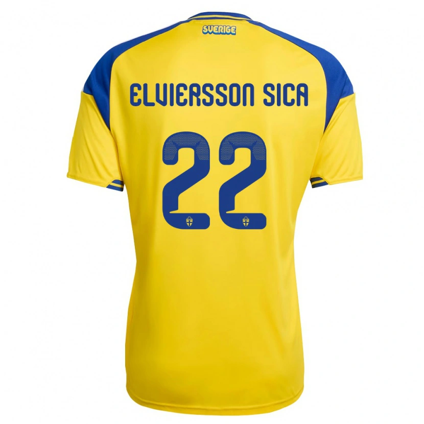 Danxen Kid Sweden Matheo Elviersson Sica #22 Yellow Blue White Home Jersey 26-28 T-Shirt