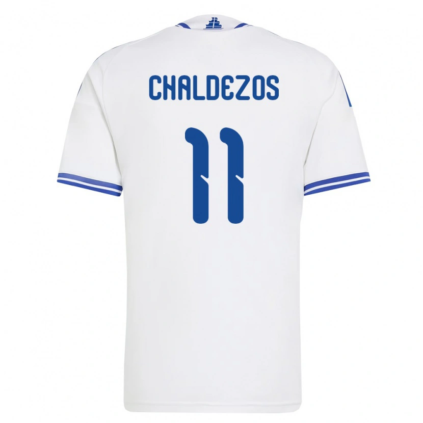 Danxen Kid Greece Nikolaos Chaldezos #11 White Blue Home Jersey 26-28 T-Shirt