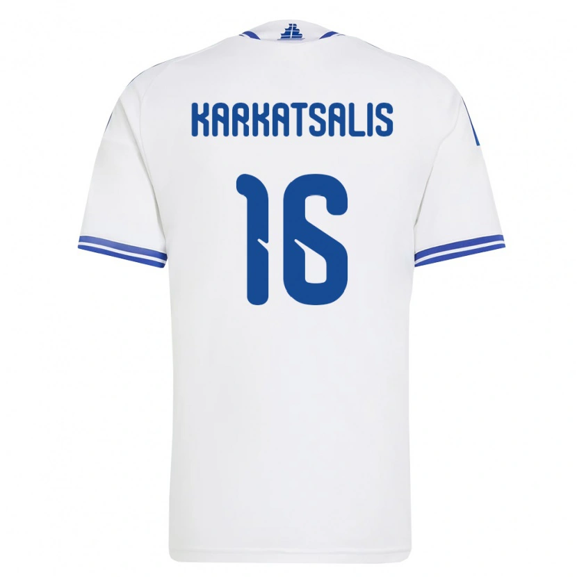 Danxen Kid Greece Vasilios Karkatsalis #16 White Blue Home Jersey 26-28 T-Shirt
