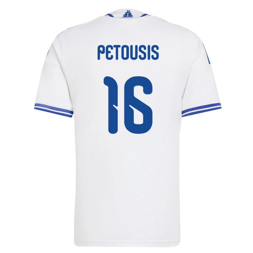 Danxen Kid Greece Zacharias Petousis #16 White Blue Home Jersey 26-28 T-Shirt