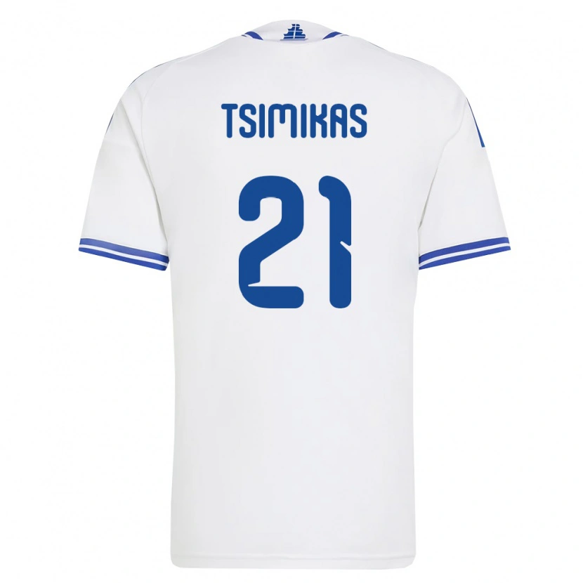 Danxen Kid Greece Konstantinos Tsimikas #21 White Blue Home Jersey 26-28 T-Shirt