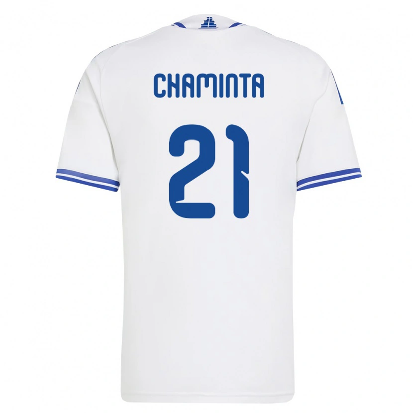 Danxen Kid Greece Angelos Chaminta #21 White Blue Home Jersey 26-28 T-Shirt