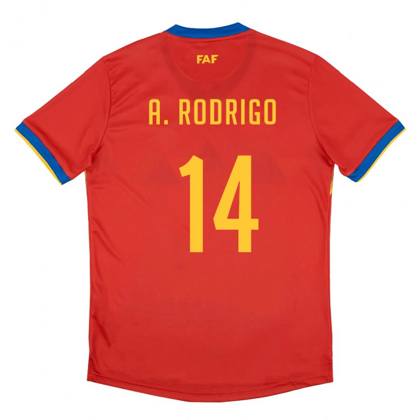 Danxen Kid Andorra Arón Rodrigo #14 Red Blue Yellow Home Jersey 26-28 T-Shirt
