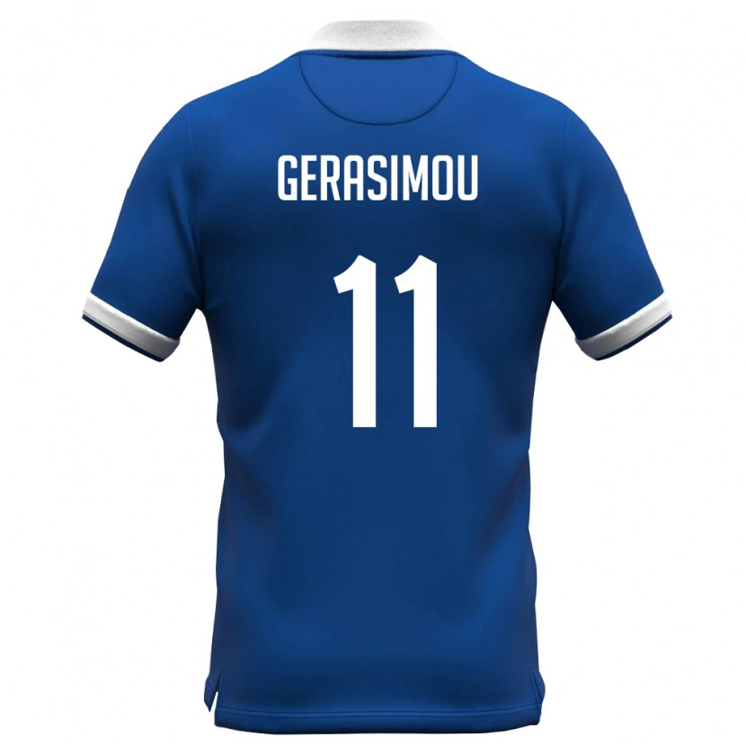 Danxen Kid Cyprus David Gerasimou #11 Royal Blue White Home Jersey 26-28 T-Shirt