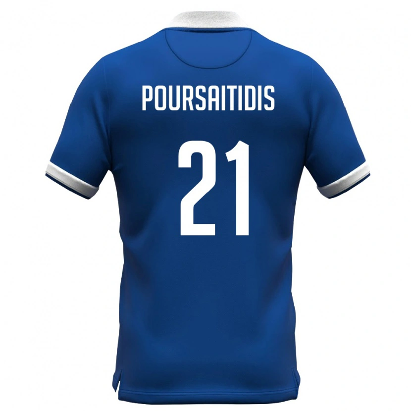 Danxen Kid Cyprus Konstantinos Poursaitidis #21 Royal Blue White Home Jersey 26-28 T-Shirt