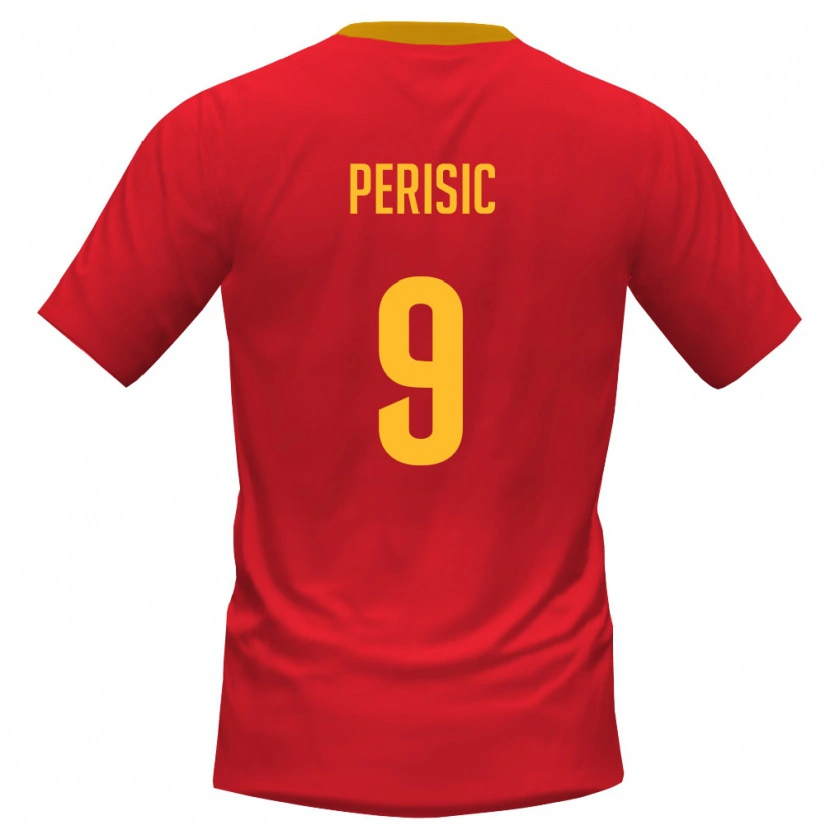 Danxen Kid Montenegro Vladimir Perisic #9 Red Yellow Home Jersey 26-28 T-Shirt
