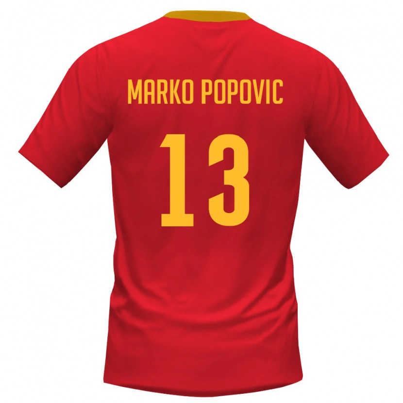 Danxen Kid Montenegro Marko Popovic #13 Red Yellow Home Jersey 26-28 T-Shirt