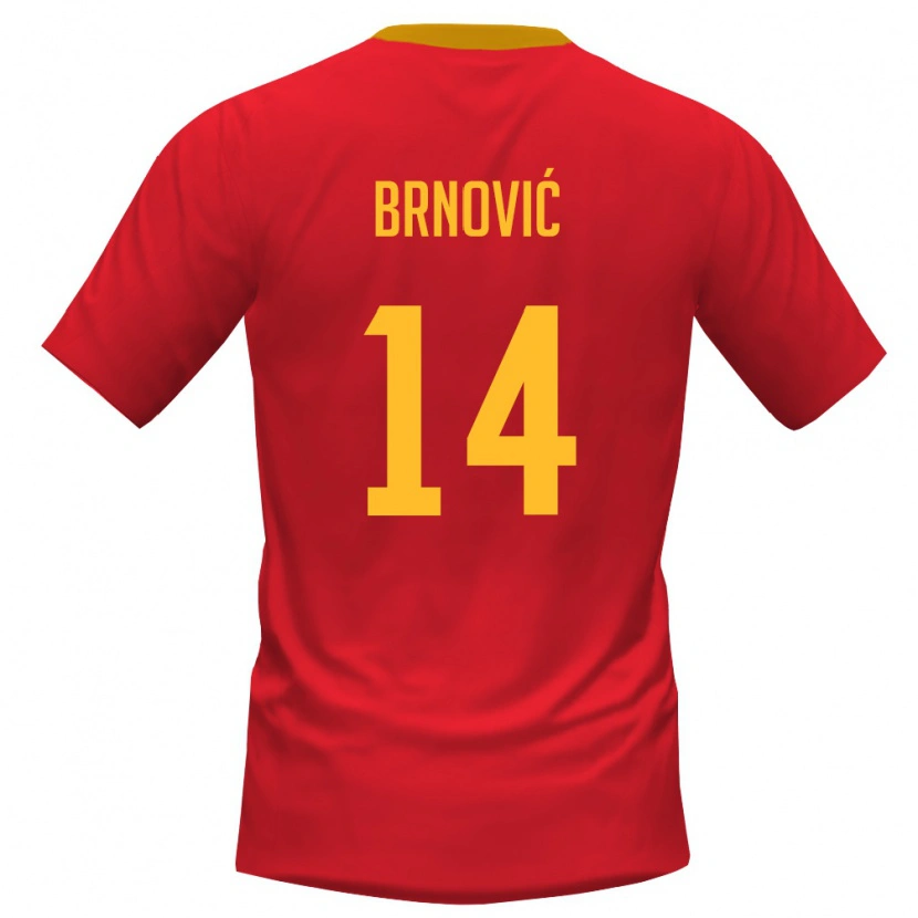 Danxen Kid Montenegro Milos Brnovic #14 Red Yellow Home Jersey 26-28 T-Shirt