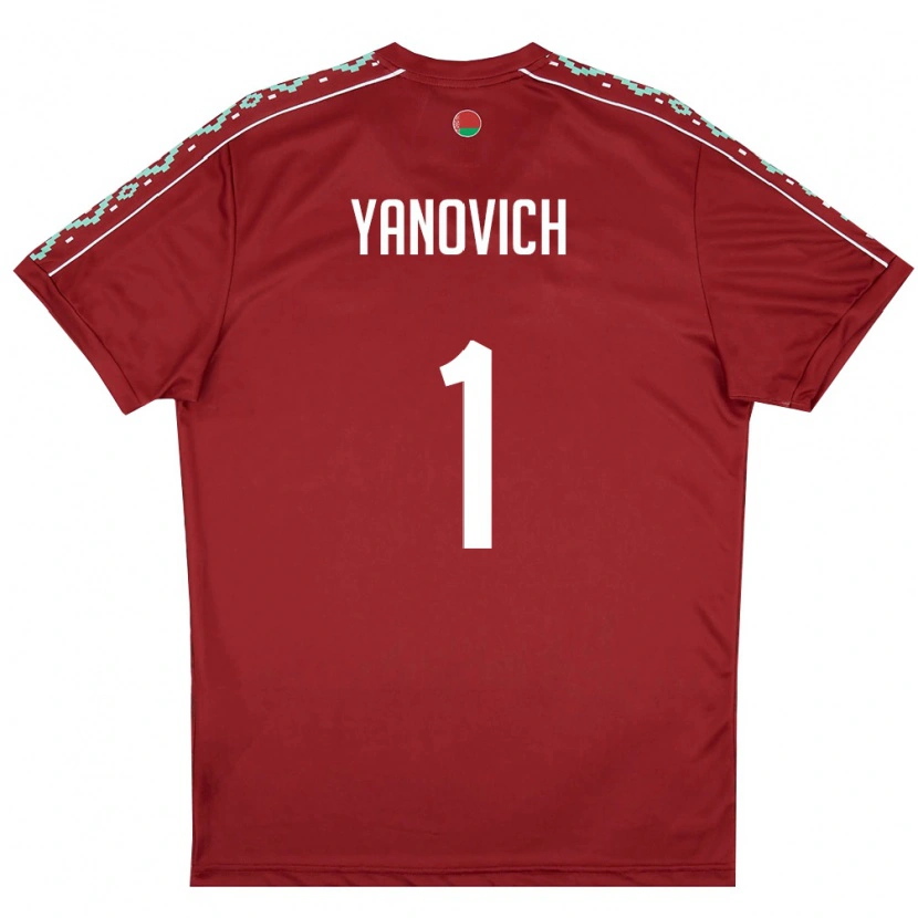 Danxen Kid Belarus Daniil Yanovich #1 Deep Red White Home Jersey 26-28 T-Shirt