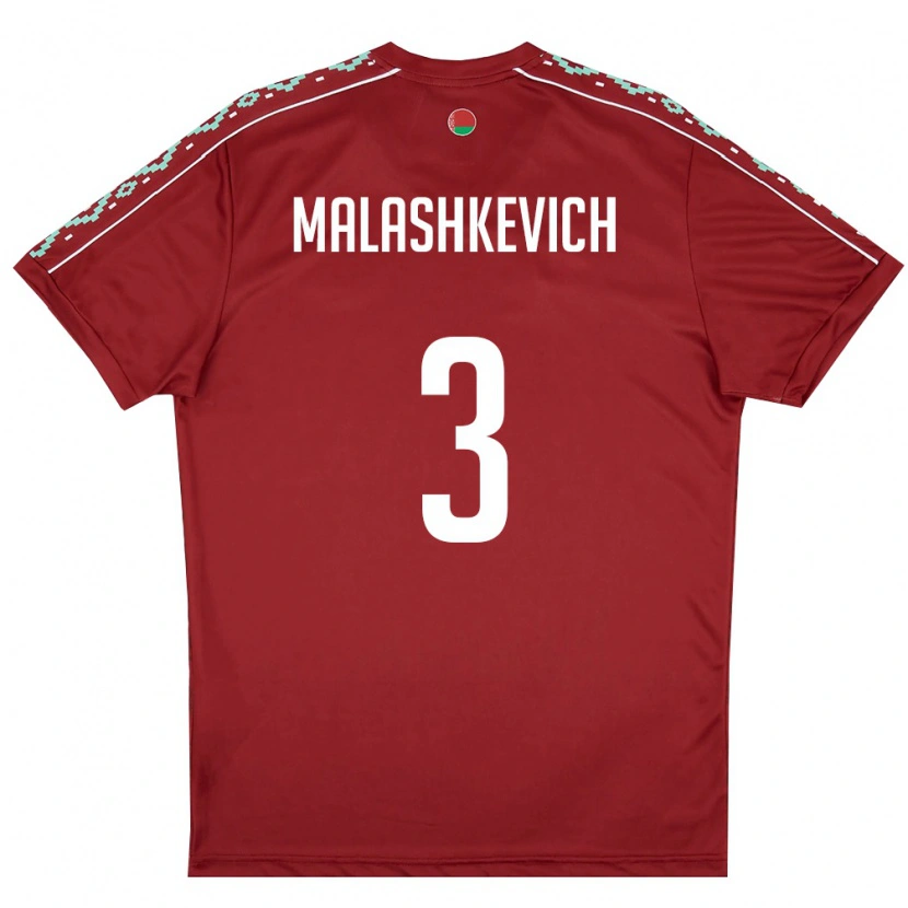 Danxen Kid Belarus Dmitriy Malashkevich #3 Deep Red White Home Jersey 26-28 T-Shirt