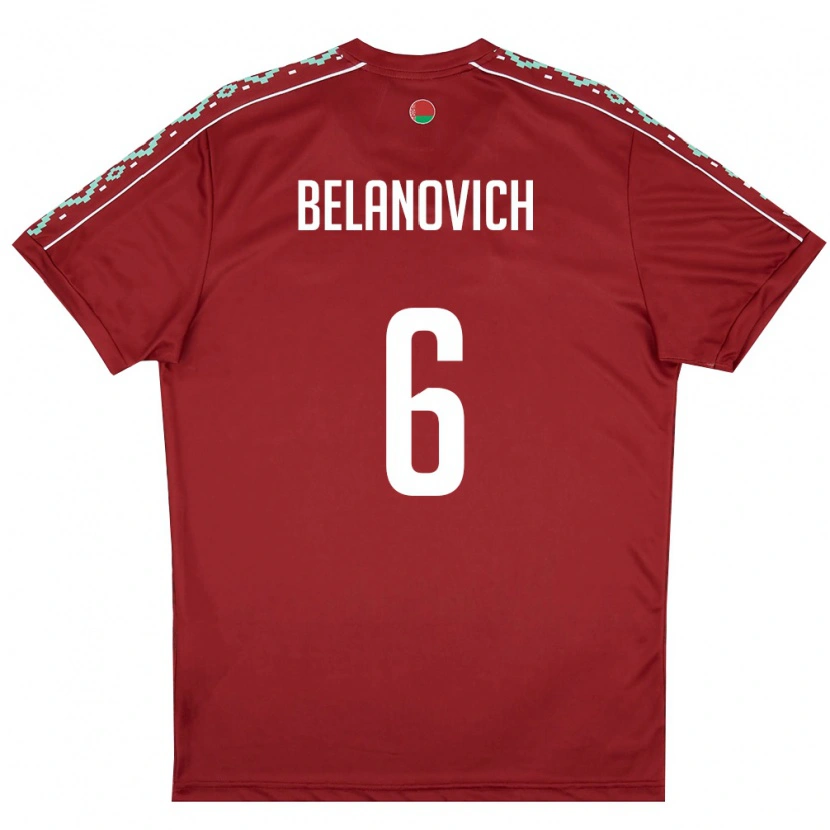 Danxen Kid Belarus Yaroslav Belanovich #6 Deep Red White Home Jersey 26-28 T-Shirt