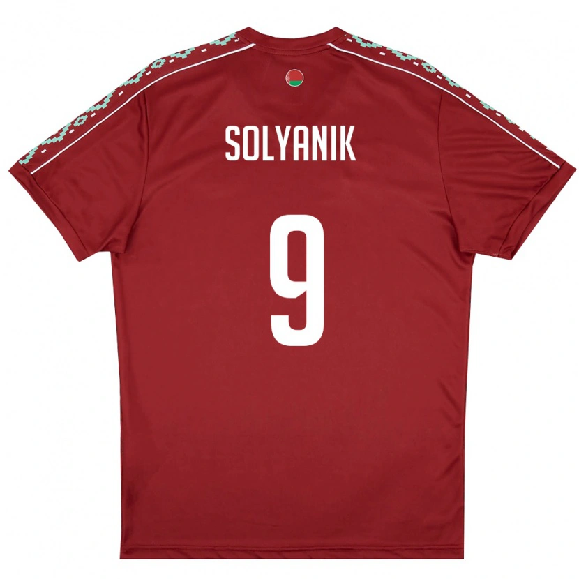 Danxen Kid Belarus Kirill Solyanik #9 Deep Red White Home Jersey 26-28 T-Shirt
