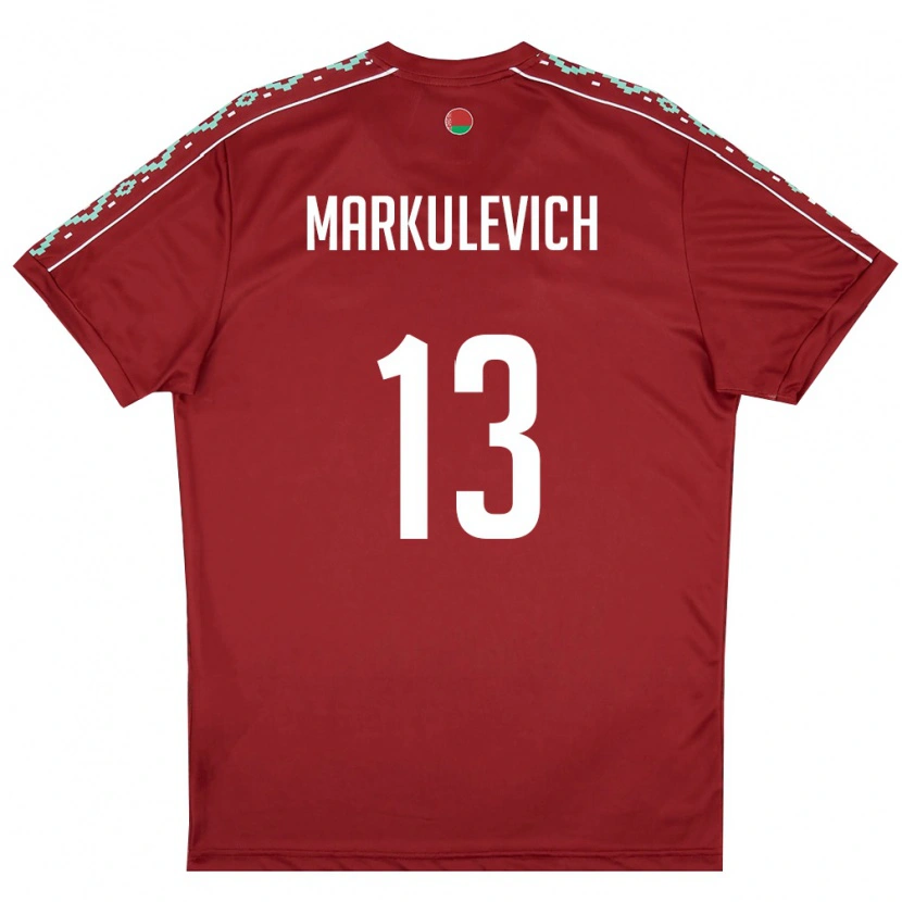 Danxen Kid Belarus Ilya Markulevich #13 Deep Red White Home Jersey 26-28 T-Shirt