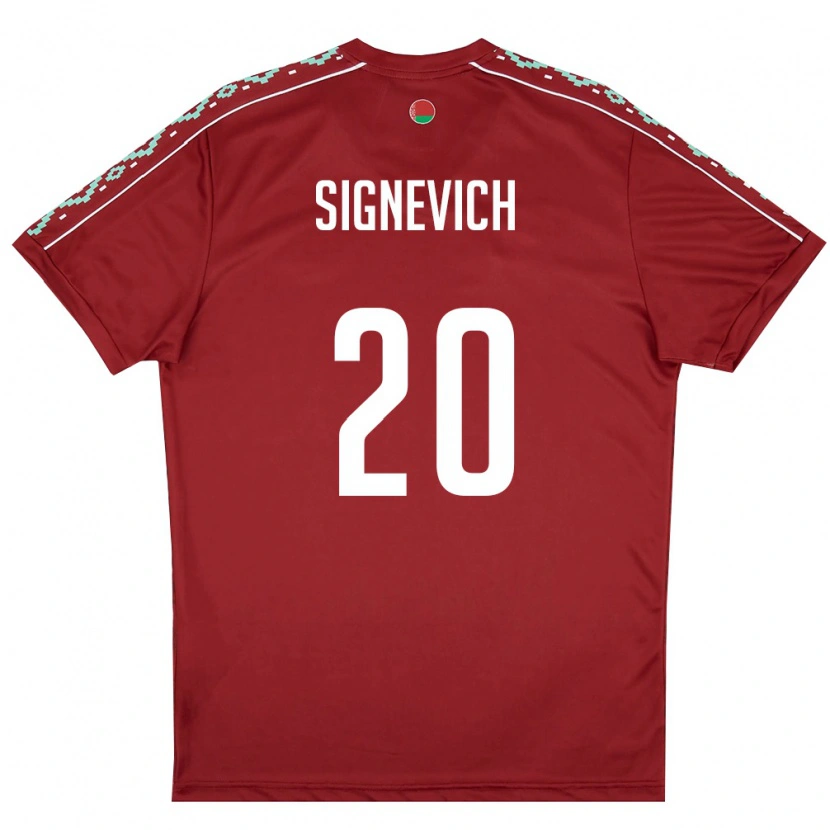 Danxen Kid Belarus Zakhar Signevich #20 Deep Red White Home Jersey 26-28 T-Shirt