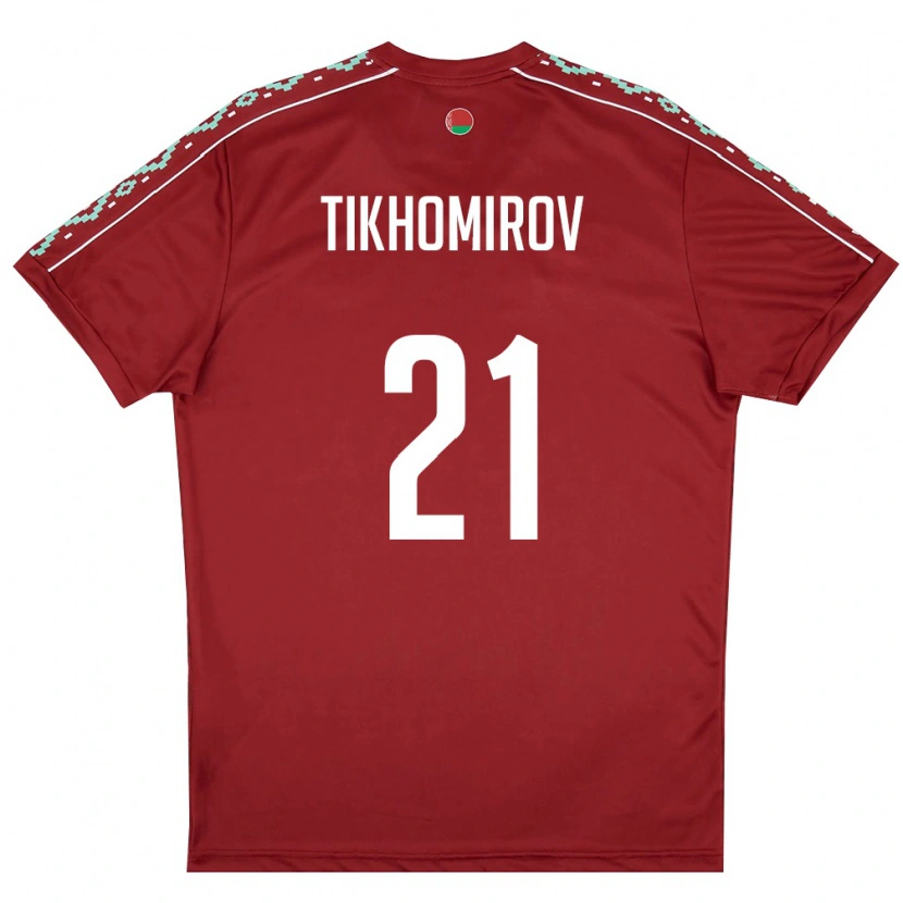 Danxen Kid Belarus Ivan Tikhomirov #21 Deep Red White Home Jersey 26-28 T-Shirt