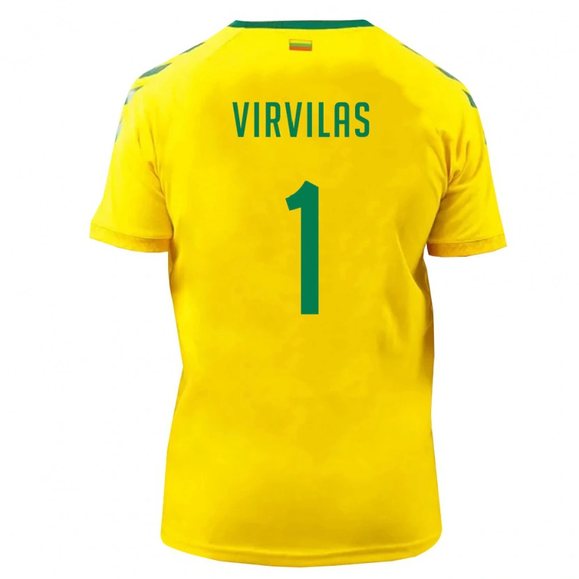 Danxen Kid Lithuania Julius Virvilas #1 Yellow Green Home Jersey 26-28 T-Shirt