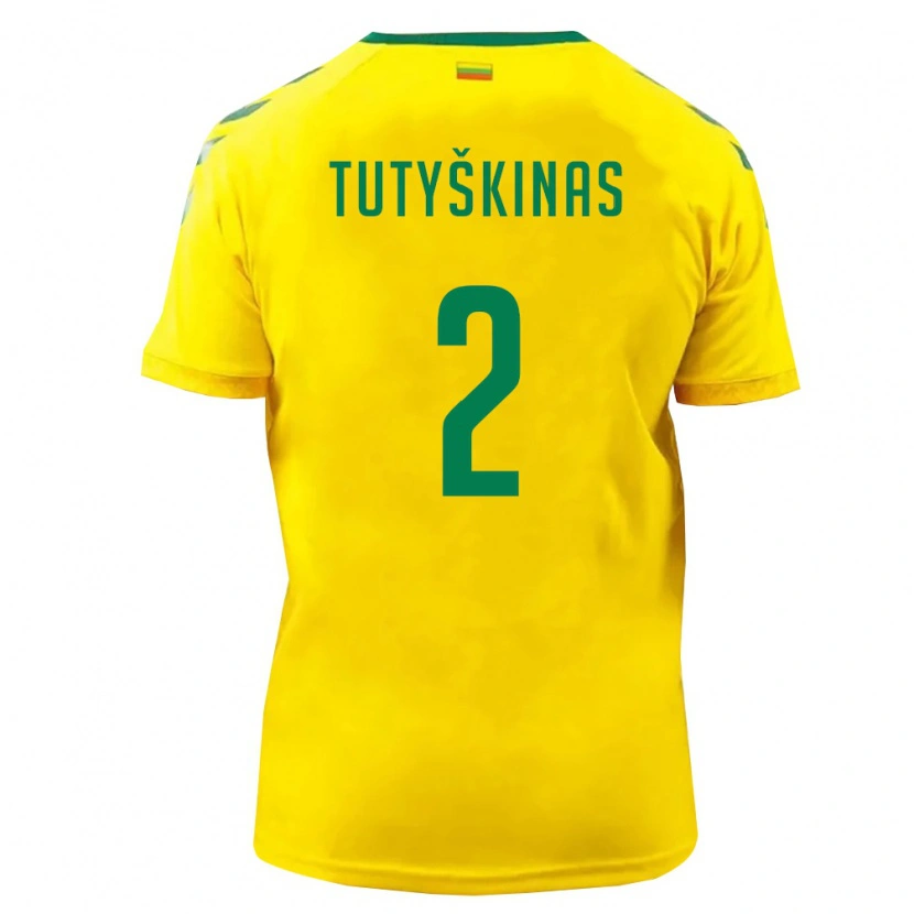 Danxen Kid Lithuania Artemijus Tutyskinas #2 Yellow Green Home Jersey 26-28 T-Shirt