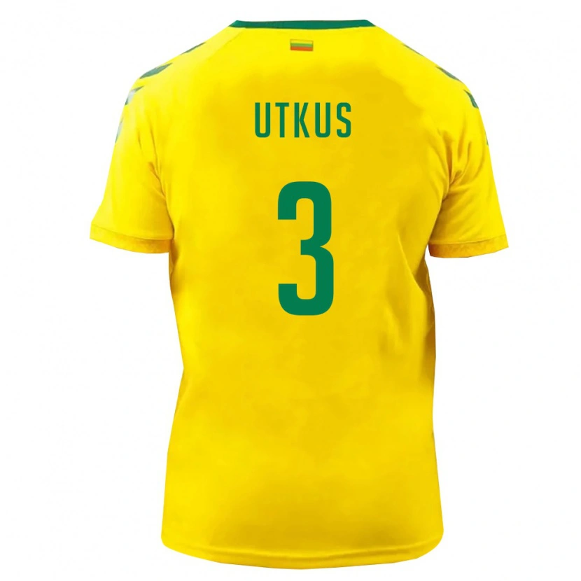 Danxen Kid Lithuania Edgaras Utkus #3 Yellow Green Home Jersey 26-28 T-Shirt