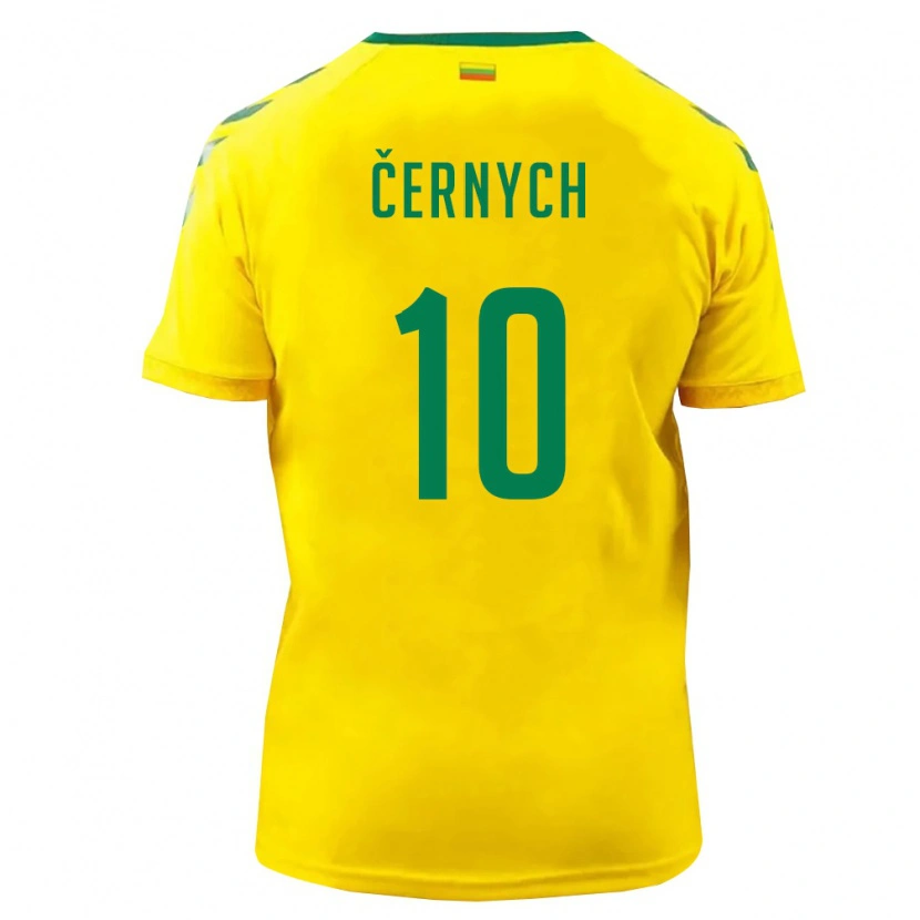 Danxen Kid Lithuania Fedor Černych #10 Yellow Green Home Jersey 26-28 T-Shirt