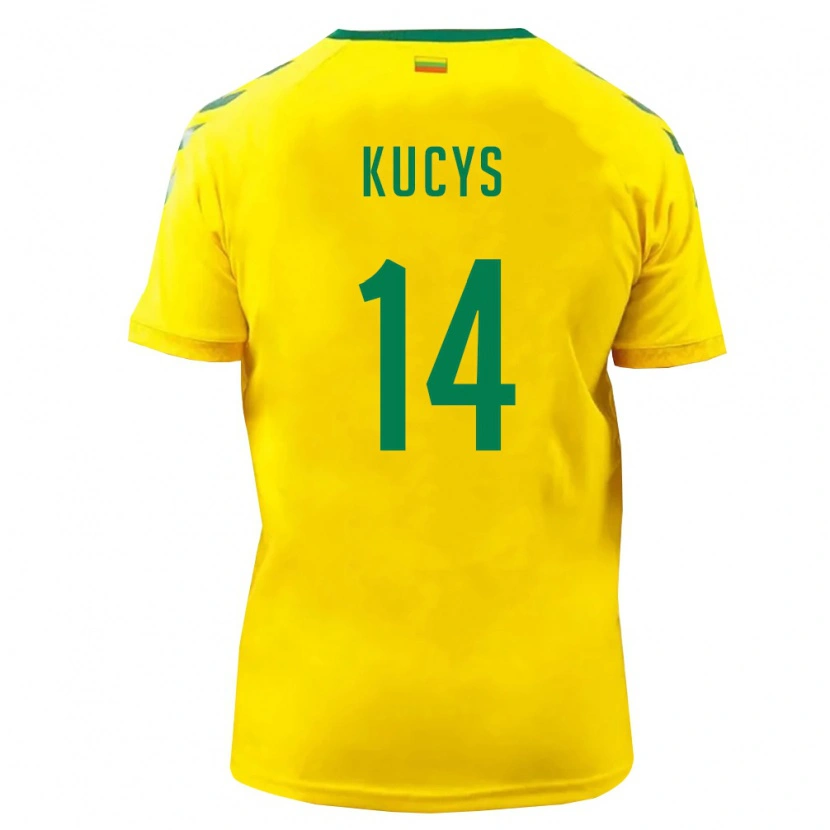 Danxen Kid Lithuania Armandas Kucys #14 Yellow Green Home Jersey 26-28 T-Shirt