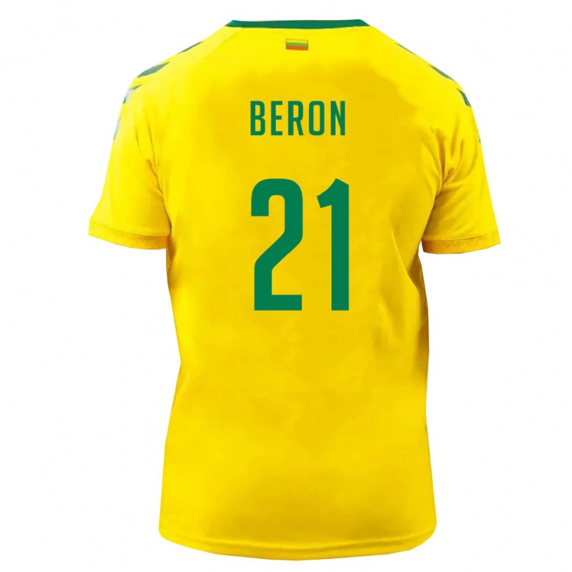 Danxen Kid Lithuania Jake Beron #21 Yellow Green Home Jersey 26-28 T-Shirt