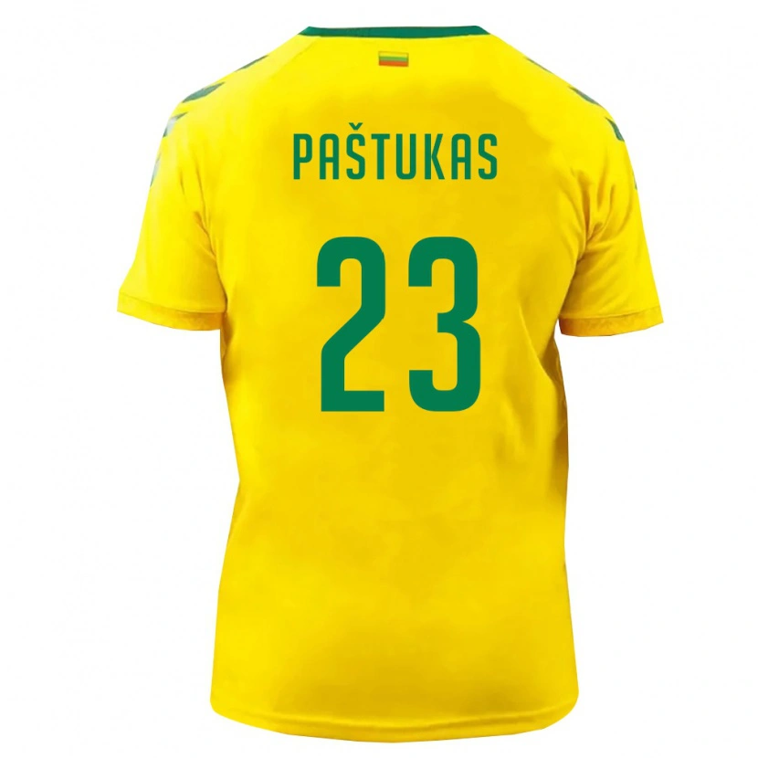Danxen Kid Lithuania Justas Paštukas #23 Yellow Green Home Jersey 26-28 T-Shirt