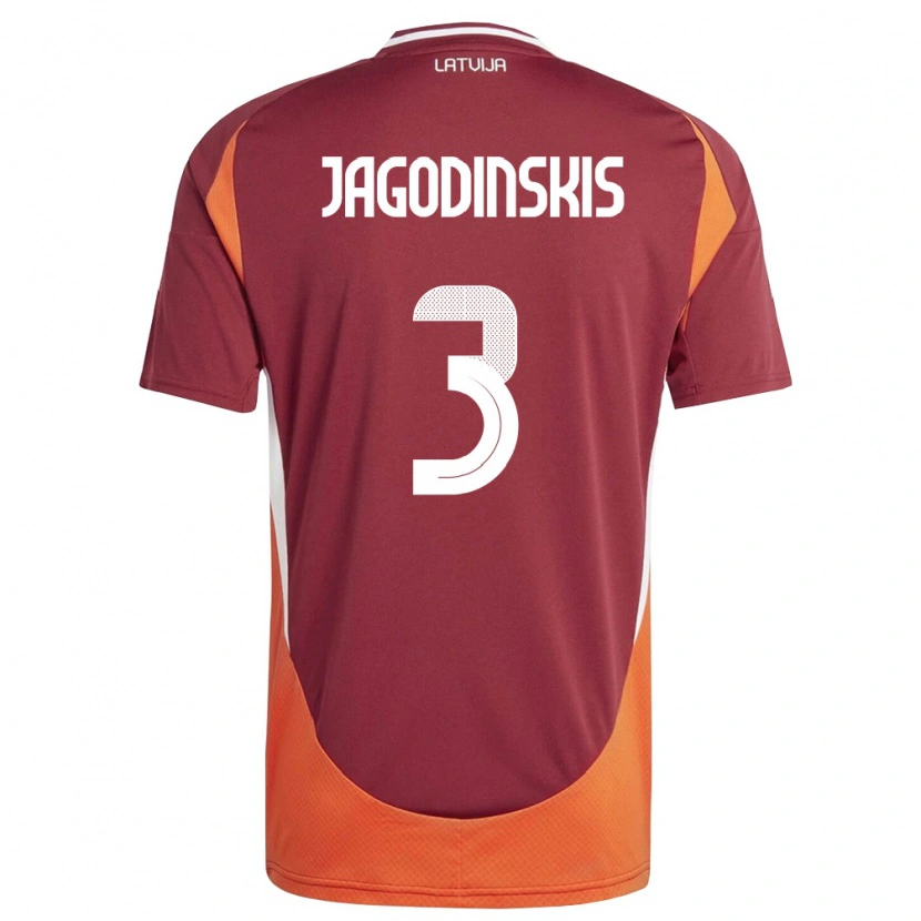 Danxen Kid Latvia Vitalijs Jagodinskis #3 Deep Red White Orange Home Jersey 26-28 T-Shirt