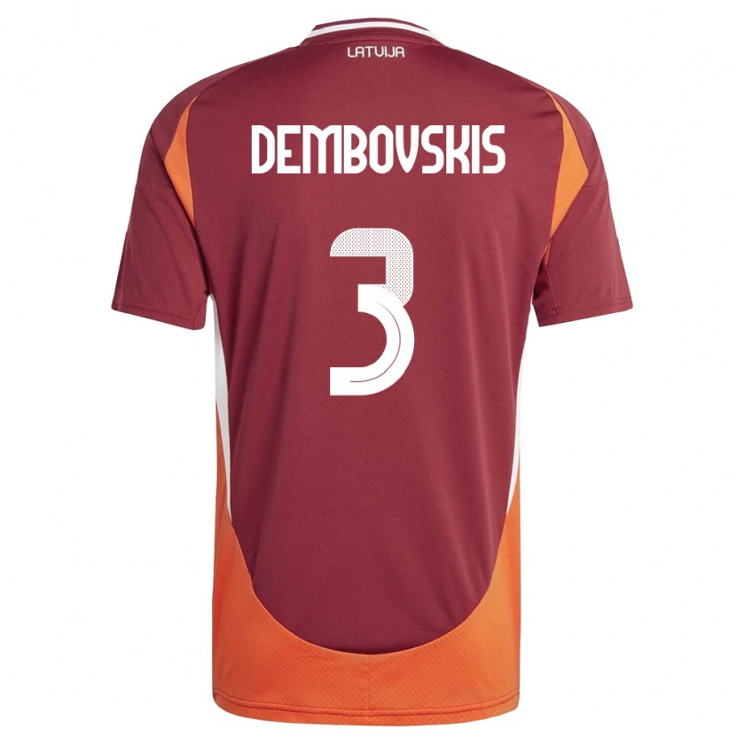 Danxen Kid Latvia Markuss Dembovskis #3 Deep Red White Orange Home Jersey 26-28 T-Shirt