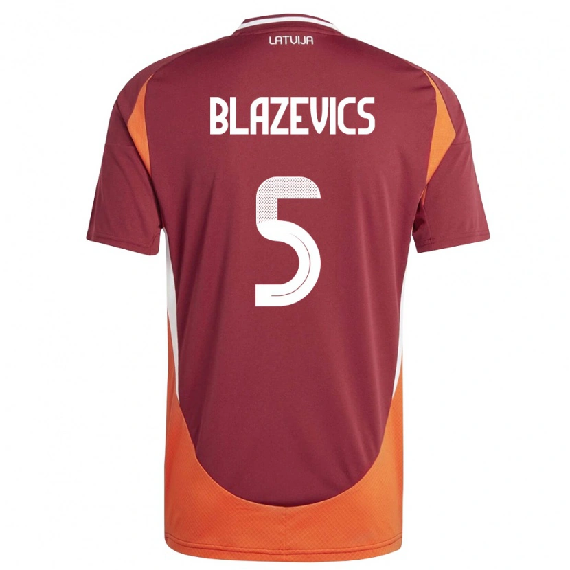 Danxen Kid Latvia Jegors Blazevics #5 Deep Red White Orange Home Jersey 26-28 T-Shirt