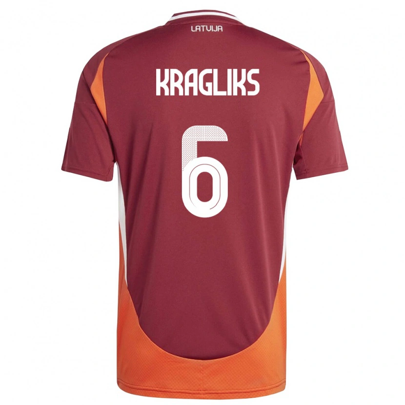 Danxen Kid Latvia Ralfs Kragliks #6 Deep Red White Orange Home Jersey 26-28 T-Shirt