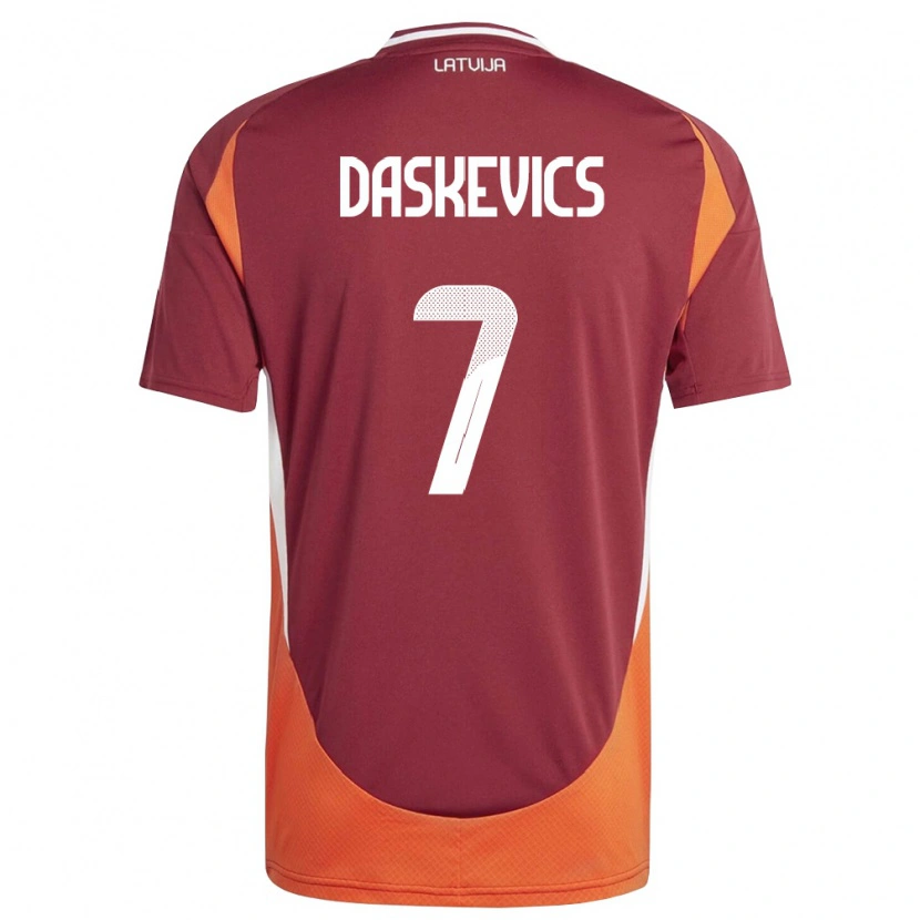 Danxen Kid Latvia Eduards Daskevics #7 Deep Red White Orange Home Jersey 26-28 T-Shirt