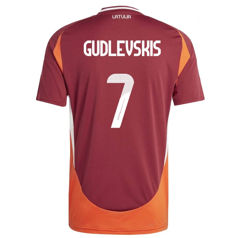 Danxen Kid Latvia Reinards Gudlevskis #7 Deep Red White Orange Home Jersey 26-28 T-Shirt