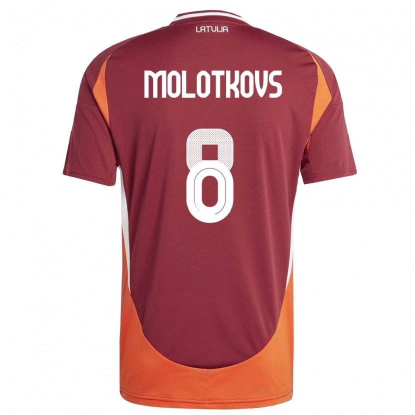Danxen Kid Latvia Aleksandrs Molotkovs #8 Deep Red White Orange Home Jersey 26-28 T-Shirt