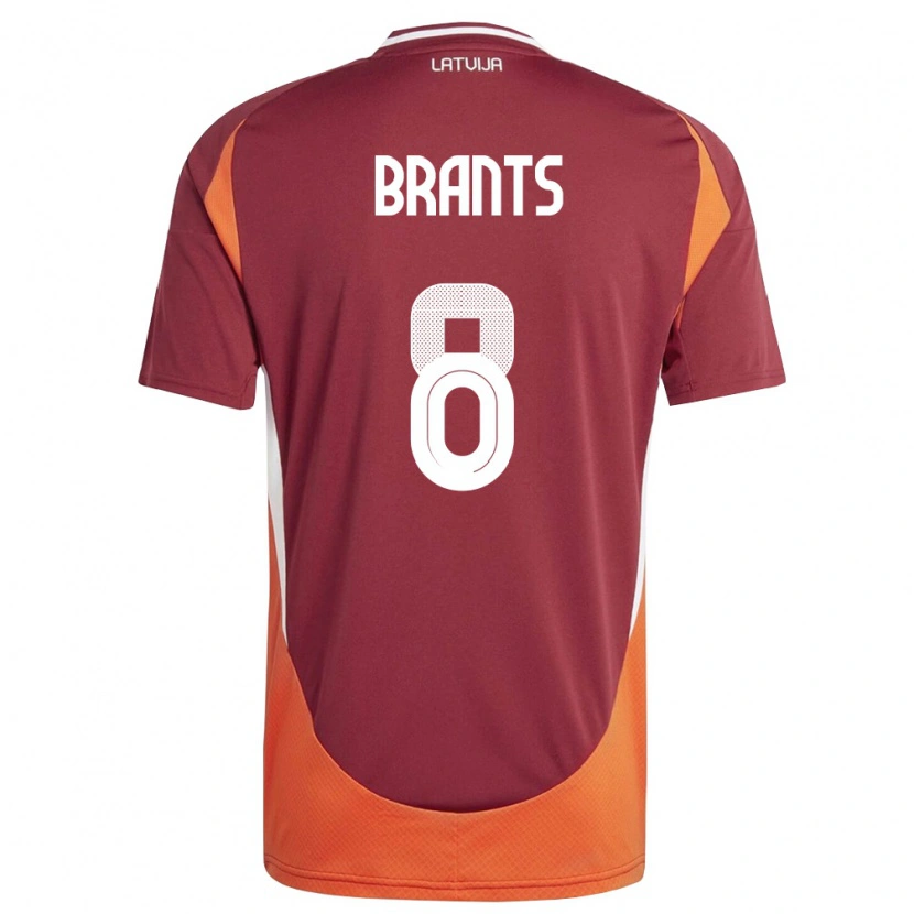 Danxen Kid Latvia Pauls Brants #8 Deep Red White Orange Home Jersey 26-28 T-Shirt