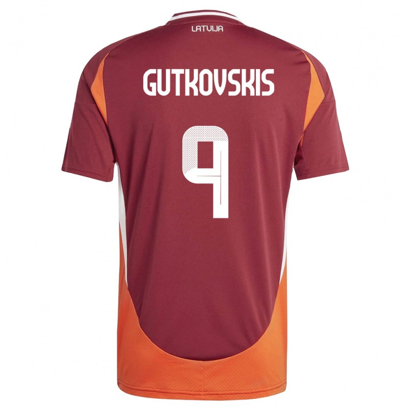 Danxen Kid Latvia Vladislavs Gutkovskis #9 Deep Red White Orange Home Jersey 26-28 T-Shirt