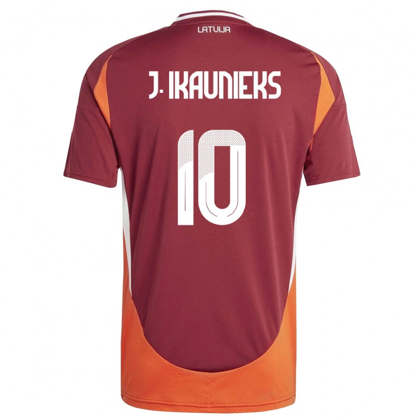 Danxen Kid Latvia Janis Ikaunieks #10 Deep Red White Orange Home Jersey 26-28 T-Shirt