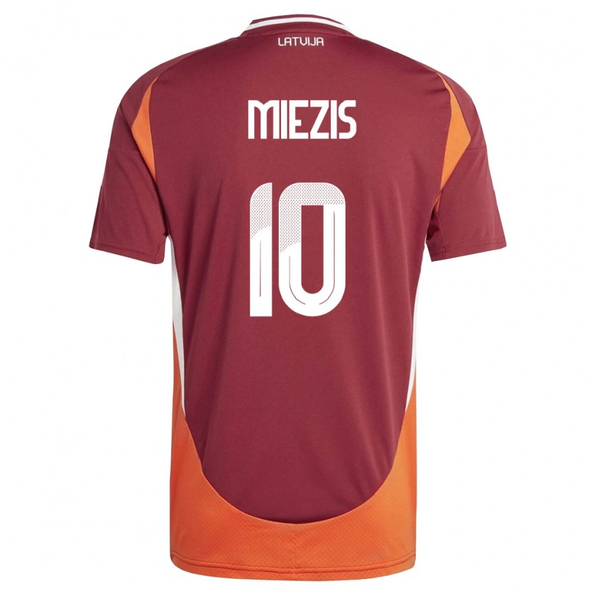 Danxen Kid Latvia Karlis Miezis #10 Deep Red White Orange Home Jersey 26-28 T-Shirt