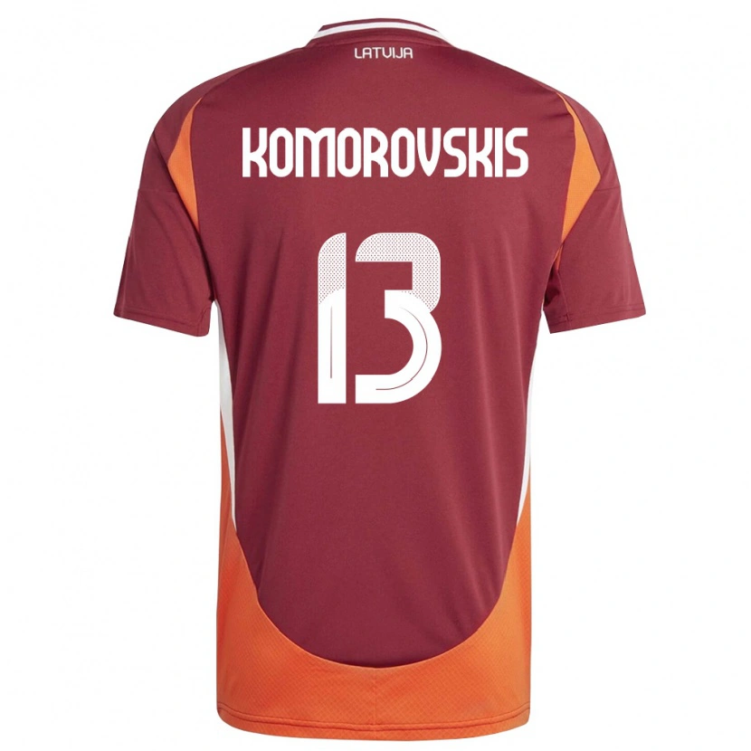 Danxen Kid Latvia Emils Komorovskis #13 Deep Red White Orange Home Jersey 26-28 T-Shirt