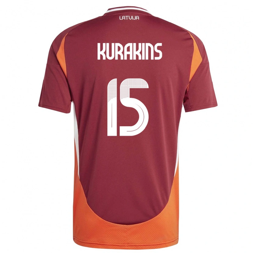 Danxen Kid Latvia Davids Kurakins #15 Deep Red White Orange Home Jersey 26-28 T-Shirt