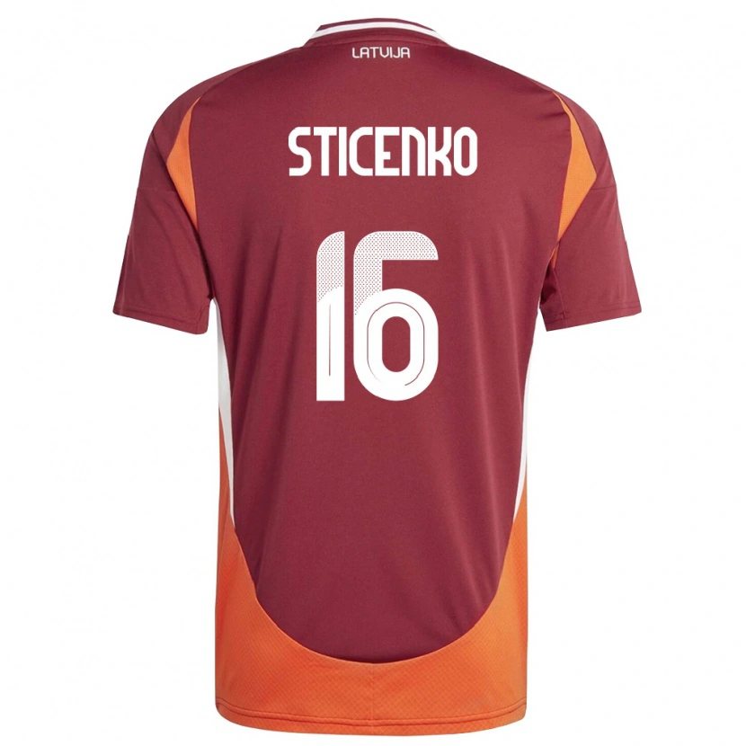 Danxen Kid Latvia Rafaels Sticenko #16 Deep Red White Orange Home Jersey 26-28 T-Shirt