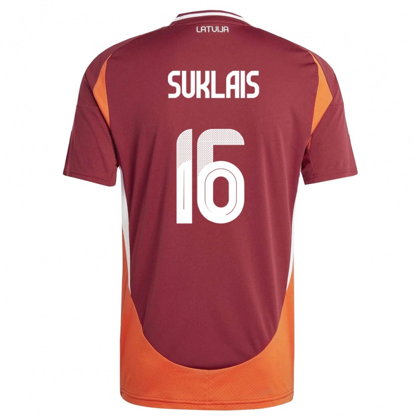 Danxen Kid Latvia Ralfs Suklais #16 Deep Red White Orange Home Jersey 26-28 T-Shirt