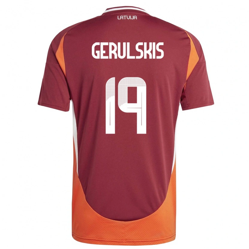 Danxen Kid Latvia Gustavs Gerulskis #19 Deep Red White Orange Home Jersey 26-28 T-Shirt