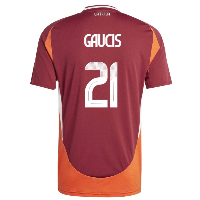 Danxen Kid Latvia Rodrigo Gaucis #21 Deep Red White Orange Home Jersey 26-28 T-Shirt
