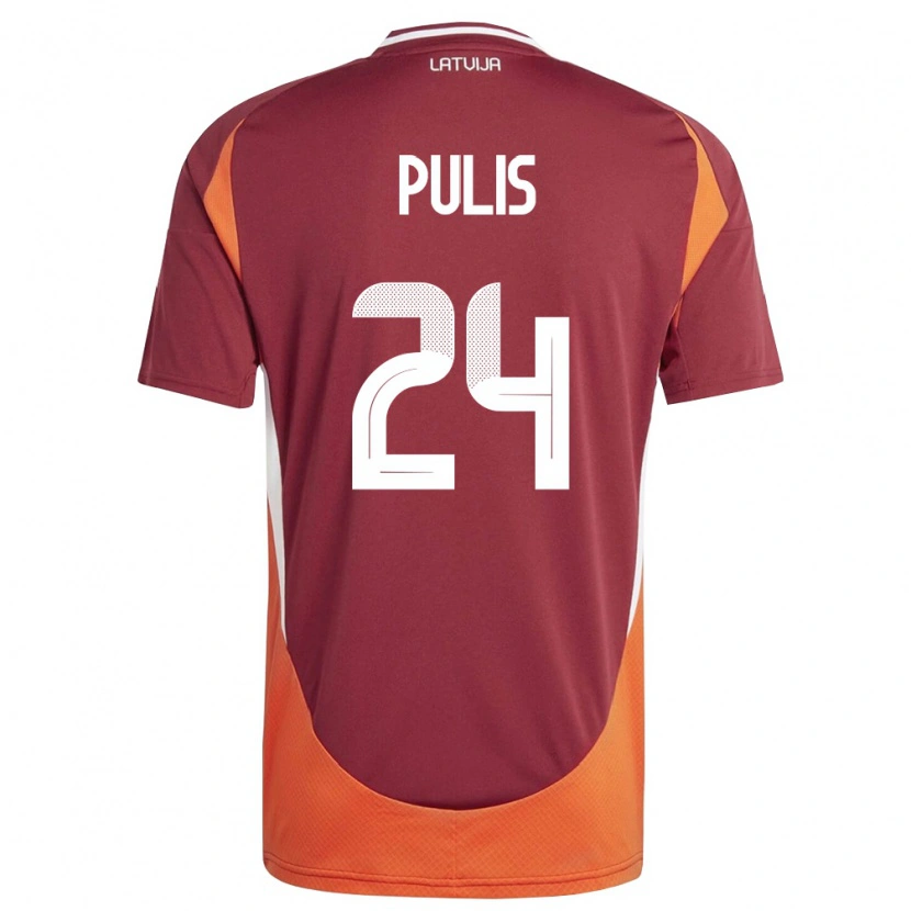 Danxen Kid Latvia Ingars Pulis #24 Deep Red White Orange Home Jersey 26-28 T-Shirt
